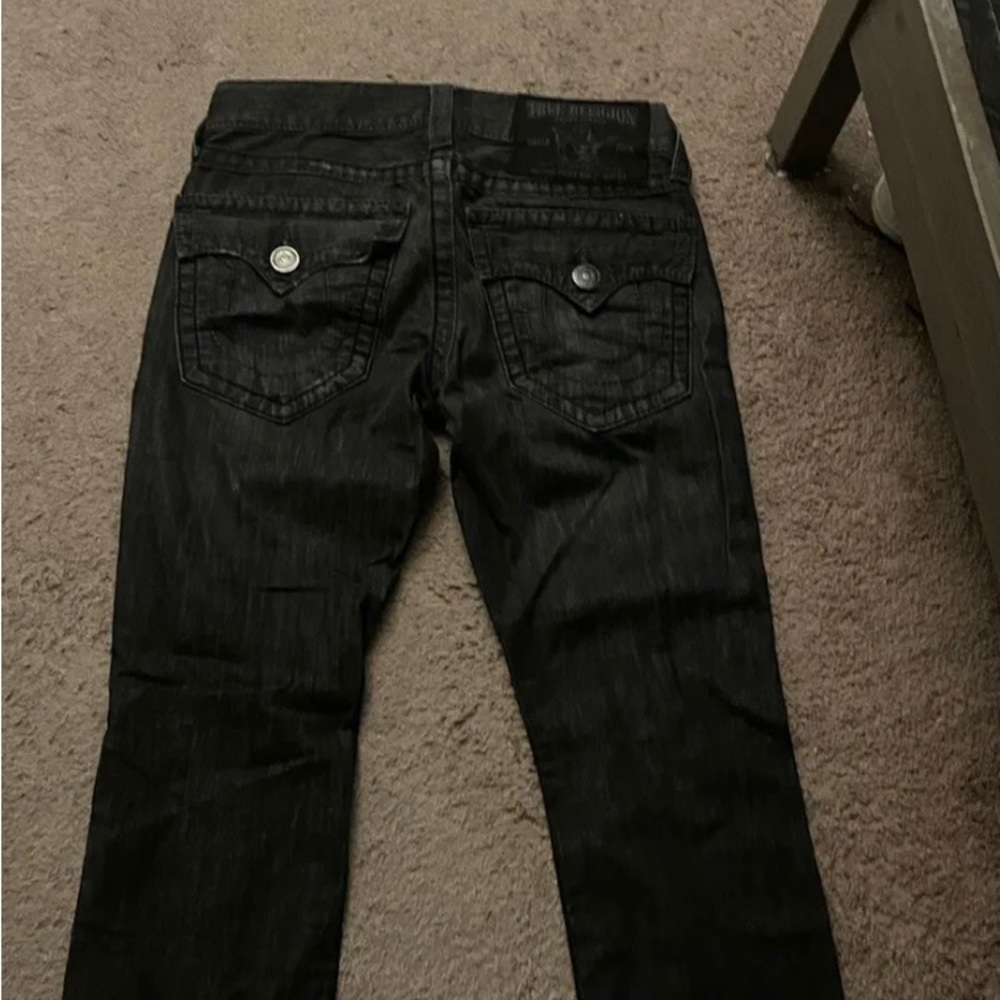 Ricky big t 30x34 black distressed jeans straight fit ripped